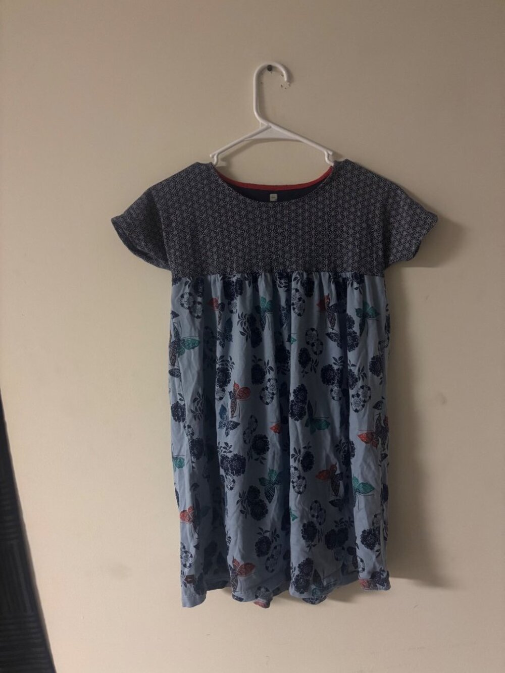 Tea Collection Girls Size 10 Blue Butterfly Floral Babydoll Dress Short Sleeve